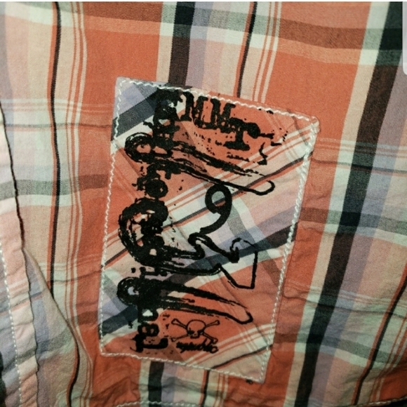 Red Camel mens size large orange plaid shirt - Picture 5 of 5